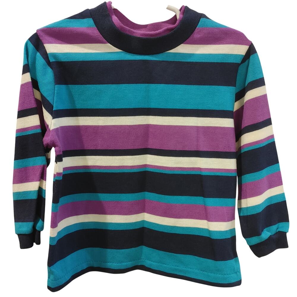 Royal Heir Girl's 3T Blue/Purple/Black Stripe Long Sleeve Crewneck Top